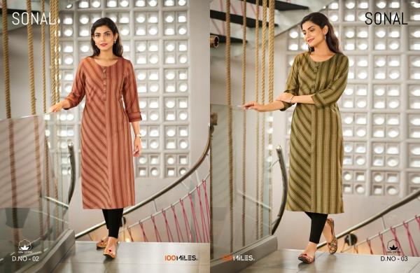 100 Miles Sonal Fancy Printed Cotton Kurti Collection